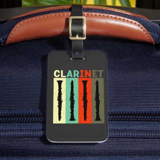 Etiqueta Para Maletas Retro Clarinet (Anverso In situ 2)