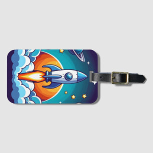 Etiqueta Para Maletas Retro, cohete espacial exterior