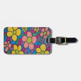 Etiqueta Para Maletas Retro Daisies Colorful Print