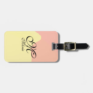 Etiqueta Para Maletas Retro de color amarillo naranja añadir su monogram