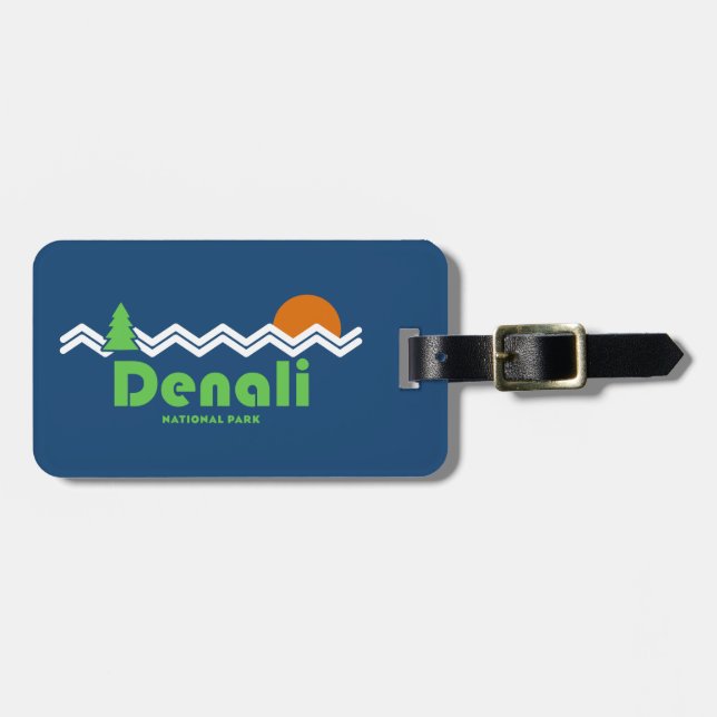 Etiqueta Para Maletas Retro del parque nacional de Denali (Frente Horizontal)