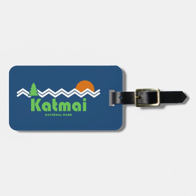 Etiqueta Para Maletas Retro del parque nacional de Katmai (Frente Horizontal)