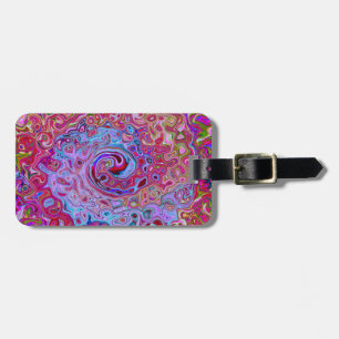 Etiqueta Para Maletas Retro Groovy Abstract Remolino de Lavanda y Magent