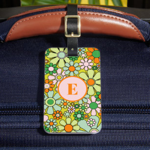 Etiqueta Para Maletas Retro Jardín alegre Floral 60s personalizada
