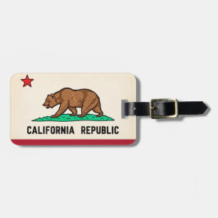 Etiqueta Para Maletas Retro Oso del Estado Dorado República de Californi