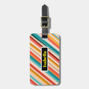 Etiqueta Para Maletas Retro Personalizado Rastreado De Doble Lado