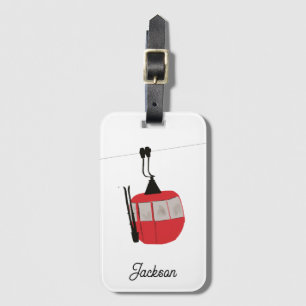 Etiqueta Para Maletas Retro Red Ski Gondola Lift Personalizado