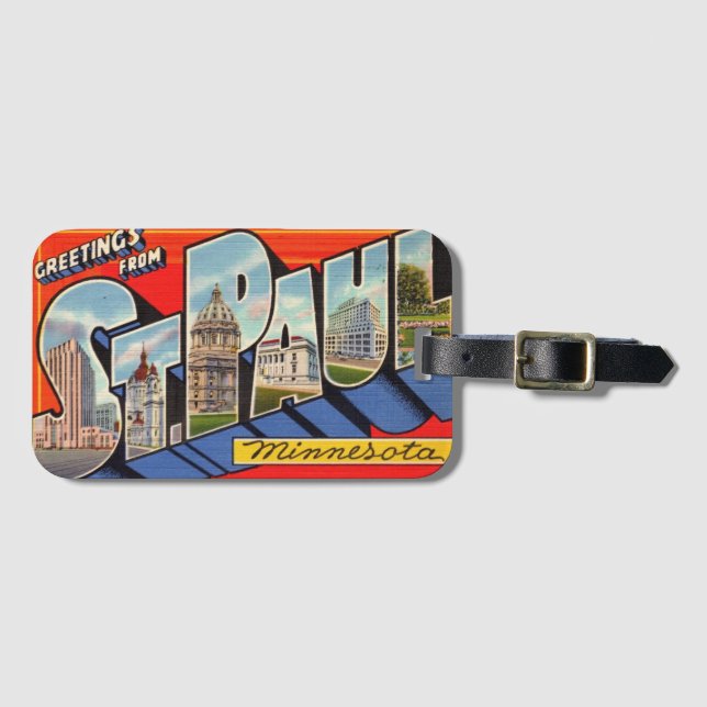 Etiqueta Para Maletas Retro St. Paul Minnesota  (Anverso horizontal)
