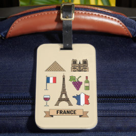 Etiqueta Para Maletas Retro Travel France Iconic National Symbols 