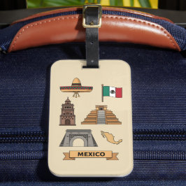 Etiqueta Para Maletas Retro Travel Mexico Iconic National Symbols 