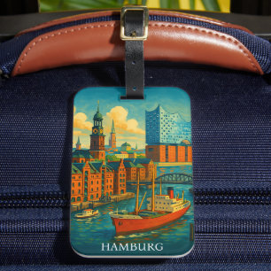 Etiqueta Para Maletas Retro Vintage Hamburgo Alemania Elbphilharmonie 