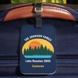 Etiqueta Para Maletas Reunión familiar de lago Cute Sunset personalizado