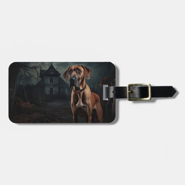 Etiqueta Para Maletas Rhodesian Ridgeback Halloween Scary (Frente Horizontal)