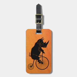 Etiqueta Para Maletas Rinoceronte que monta una bici