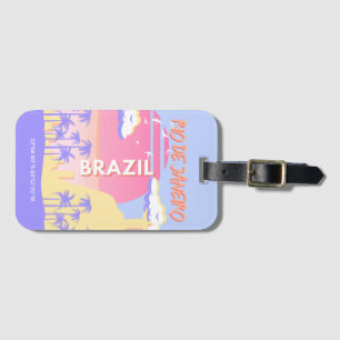 Etiqueta Para Maletas Río de Janeiro Brasil Poster azul de arte de viaje