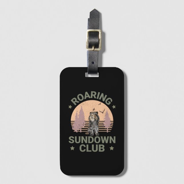 Etiqueta Para Maletas Roaring Sundown Club Sabertooth Tiger (Anverso vertical)