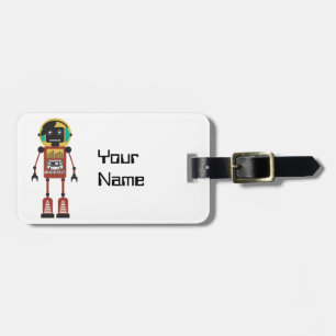 Etiqueta Para Maletas Robot de radio retro