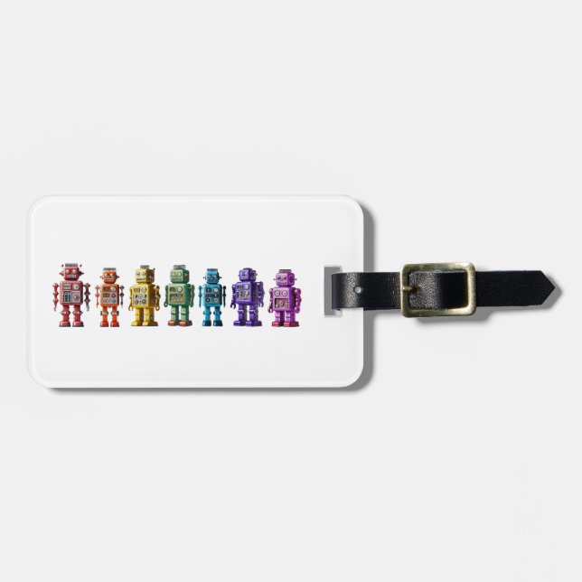 Etiqueta Para Maletas Robots arco iris (Frente Horizontal)