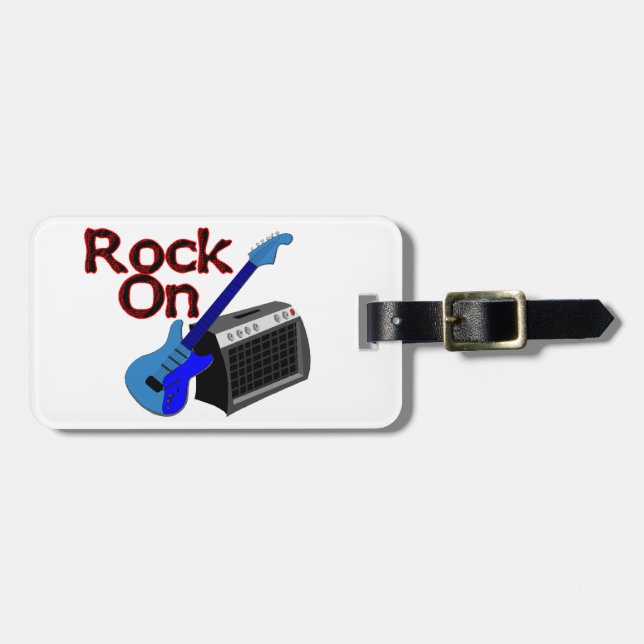 Etiqueta Para Maletas Roca en la guitarra y el amperio (Frente Horizontal)