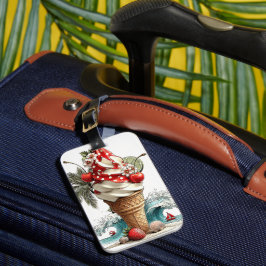 ETIQUETA PARA MALETAS ROJO BLANCO AZUL VERANO HELADO CONO