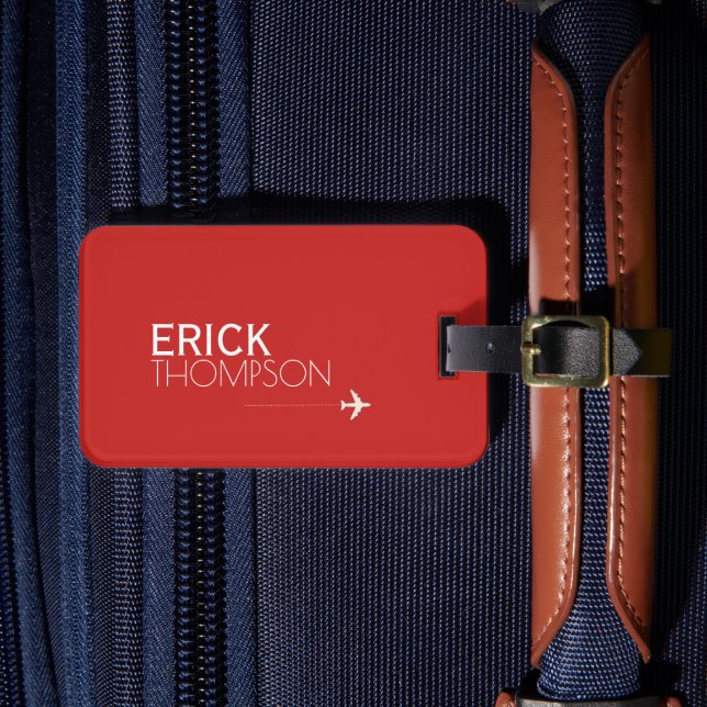 Etiqueta Para Maletas Rojo elegante y personalizado (Anverso In situ 4)