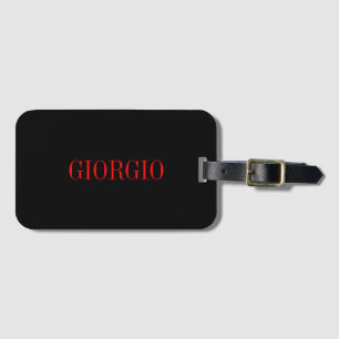 Etiqueta Para Maletas Rojo negro tu nombre Minimalista personal moderno