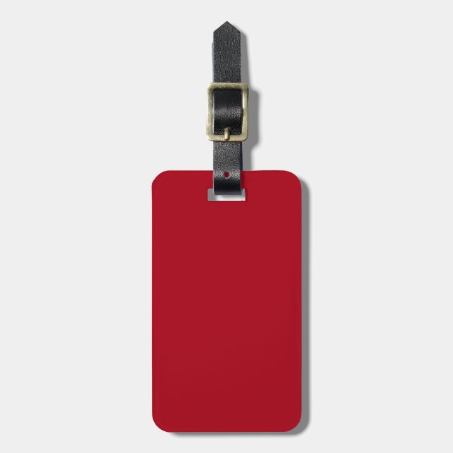 Etiqueta Para Maletas Rojo Oscuro Sólido con Texto Blanco (Frente Vertical)