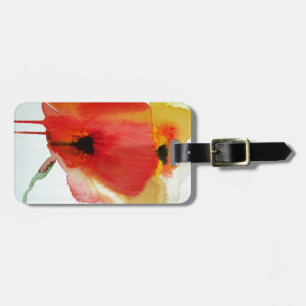 Etiqueta Para Maletas Rojo Poppies acuarela arte floral moderno