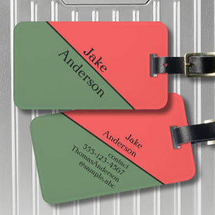 Etiqueta Para Maletas Rojo y Verde 45 grados Minimalista