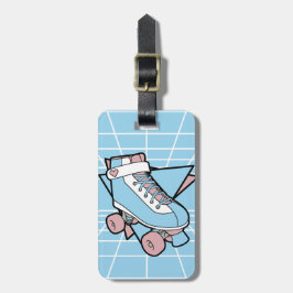 Etiqueta Para Maletas Rollerskate del Personalizado azul del Pastel de p
