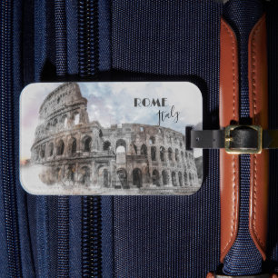 Etiqueta Para Maletas Roma Italia Colosseum Viaje Arte Vintage
