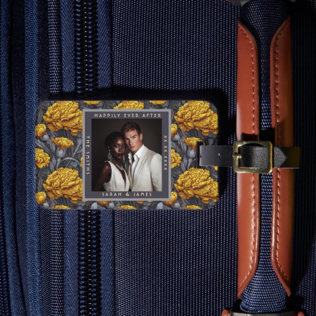 Etiqueta Para Maletas Romantic Custom Carnation Sparkle Mountain Wedding (Anverso In situ 4)