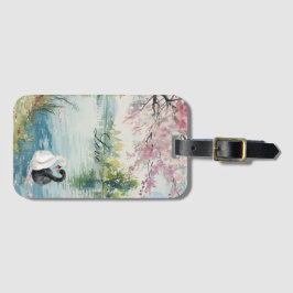 Etiqueta Para Maletas Romantic Swans Lake Love