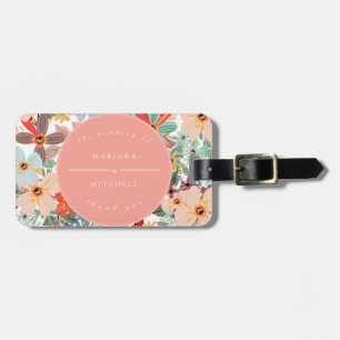 Etiqueta Para Maletas Romántico Floral suave durazno verde rosa Clásico