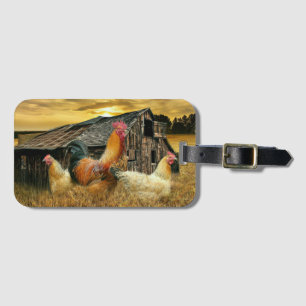 Etiqueta Para Maletas Rooster Vintage Hens Rustic Barn Coop