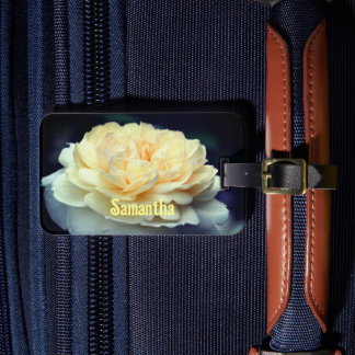 Etiqueta Para Maletas Rosa Amarilla Pálida En Bloom Personalizada