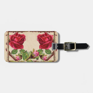 Etiqueta Para Maletas Rosa antigua vintage rústica victoriana clásica an