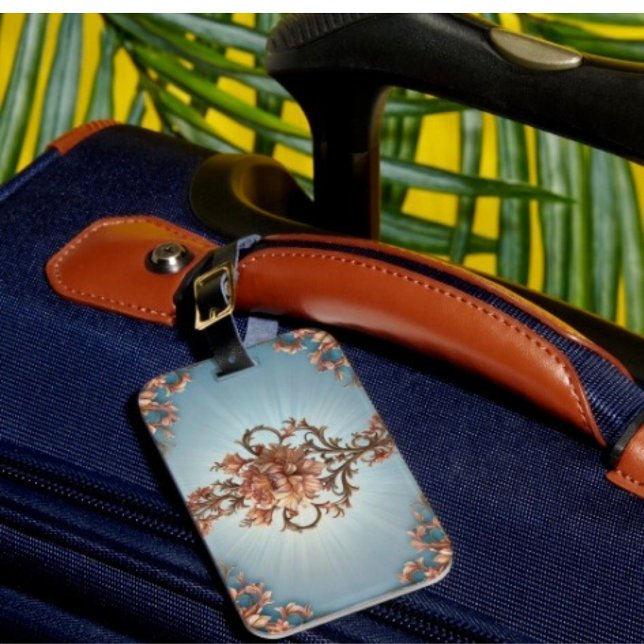 Etiqueta Para Maletas Rosa Barroca (Identify your luggage right away with this beautiful floral luggage tag,  a great gift for Mother’s )