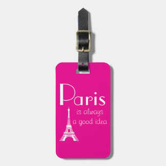 Etiqueta Para Maletas Rosa Caliente Nombre Personalizado París siempre e