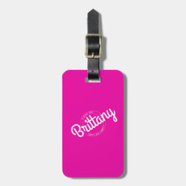 Etiqueta Para Maletas Rosa Caliente Retro Muñeca ¡Vamos a la Fiesta!