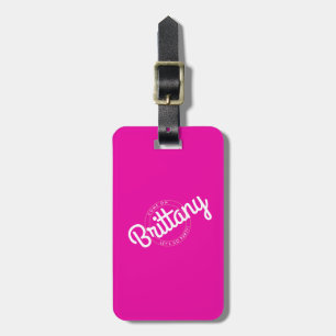 Etiqueta Para Maletas Rosa Caliente Retro Muñeca ¡Vamos a la Fiesta!