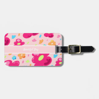 Etiqueta Para Maletas Rosa Caliente Uplifting con Flor de Gelatina Rosa