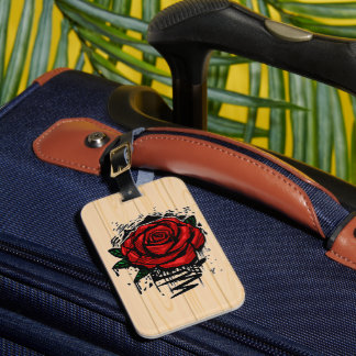 Etiqueta Para Maletas Rosa de grafiti rojo arte de madera rústica grunge