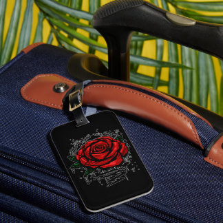 Etiqueta Para Maletas Rosa de grafiti rojo Arte gótico grunge negro