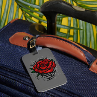Etiqueta Para Maletas Rosa de grafiti rojo gris carbón arte grunge