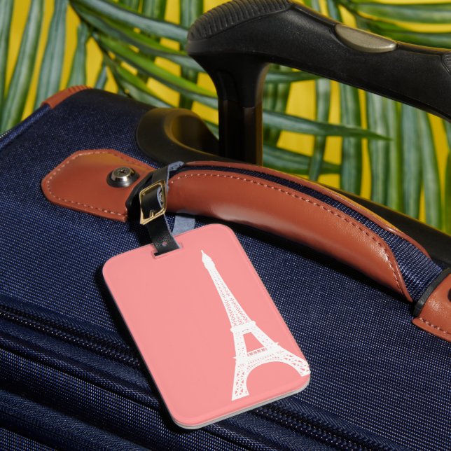 Etiqueta Para Maletas Rosa de la torre Eiffel (Anverso In situ 1)