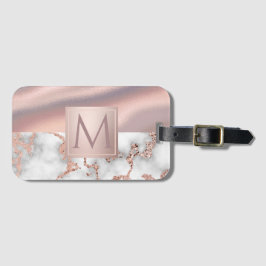 Etiqueta Para Maletas Rosa de lujo Gold Marble Shimmer Relieve metalizad