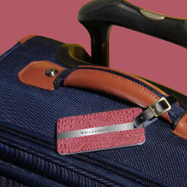 Etiqueta Para Maletas Rosa de piel de cuero digital reptil rosa