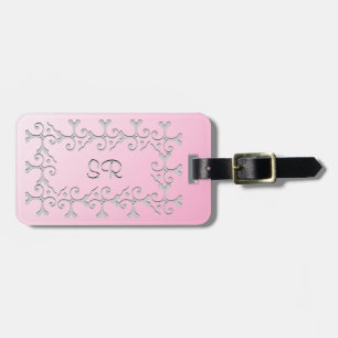 Etiqueta Para Maletas Rosa de plata de la elegancia personalizado