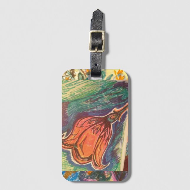 Etiqueta Para Maletas Rosa de vidrio manchado. (Anverso vertical)